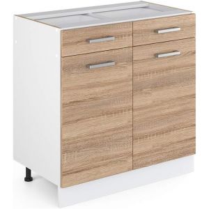 SUBZONAL-Meuble Cuisine R-Line, Sonoma, 80cm sans PT - Neuf