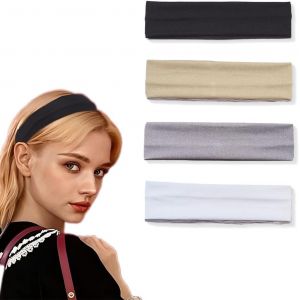 4 Pcs Bandeau Cheveux Large Pour Femme, Homme, Fille Ou Enfant - &Eacute;lastique Antid&eacute;rapant Pour Sport, Yoga, Exercice, Cyclisme - Neuf