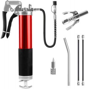 MEVRONISSHOP-Pompe a Graisse 8000 PSI Pompe a Graisse Manuelle Pistolet &agrave; Graisse Professionnel avec Tuyau Flexible, Buse Pointue, Embout Pompe &agrave; Graisse Pistolet Graisseur pour Cartouches 400G - Neuf