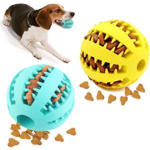 Dog Toy Ball,2 X Dog Treat Balls,Dog Toy,Rubber Chew Ball,Bite Resistant Teeth Cleaning Toy,For Small,Medium Dogs (5 Cm) - Neuf