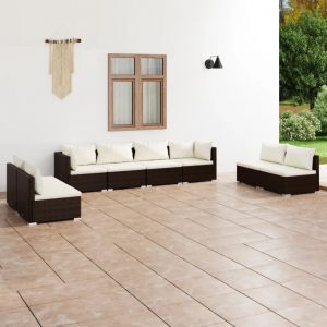 Prolenta Premium - Salon De Jardin 8 Pcs Avec Coussins R&eacute;sine Tress&eacute;e Marron - Neuf