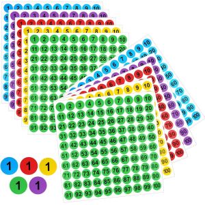 Lot De 1000 Autocollants Num&eacute;rot&eacute;s De 1 &Agrave; 100 Chiffres Autocollants Multicolores Autocollants Ronds &Eacute;tanches Pour Organisations (25 Mm, 10 Feuilles) - Neuf
