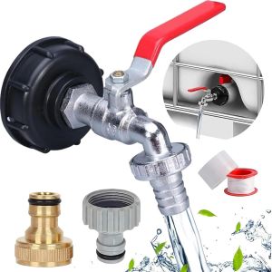 KALANKA-Robinet Cuve 1000L 1/2 IBC Robinet de Jardin 1000 litres Adaptateur de Réservoir de Vidange IBC S60X6 pour - Neuf