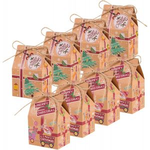 40 PCS Boite Cadeau Noel, 2 Styles Sacs Cadeaux de Noël Calendrier De L'avent À Remplir Boite Cadeau Kraft Emballage Cadeau Noel pour Bonbons Chocolat Biscuits Petits Cadeaux (avec 40 Corde Jute) - Neuf
