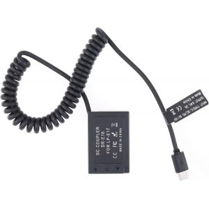 Coupleur d'alimentation USB-C Type-C vers câble à Ressort LP-E17 à décodage Complet DR-E18 pour Appareil Photo Canon EOS RP 77D 200D Mark II 750D 760D 800D 850D ; Rebel T6i T6s T7i T8i - Neuf