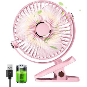 Ventilateur Pince Petit Ventilateur De Bureau Mini Ventilateur Usb Silencieux, 5 Vitesses Rotation 720°, 5000Mah Rechargeable Ventilateur Portable Pour Bureau Maison Camping[VEN750397] - Neuf