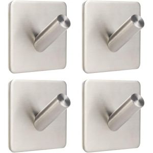 Pack De 4 Salle De Bain En Inox Adhésif Crochets Torchon De Cuisine Crochets Auto-Adhésifs Crochets Épais Salle De Bains Crochets En Acier Inoxydable 304 Aucun Trou Wc P - Neuf