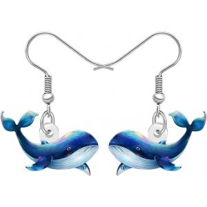 Kal-Danlge Boucles D'oreilles Légères En Acrylique Bleu Avec Baleine Pour Femme - Neuf
