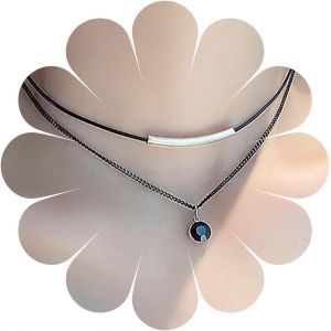 Kal-Punk Couches Tour De Cou Noir Collier Rond Noir Cristal Pendentif Collier Or Tube Bar Collier Vintage Cuir Collier Cha&icirc;ne Bijoux Pour Femmes Et Filles (Or) - Neuf