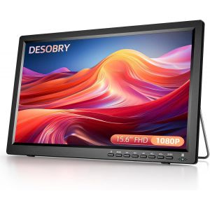 Tv Portable 15,6 Pouces 1080p Dvb-T2 Tuner,Mini Téléviseur Avec Batterie Rechargeable Supportant Usb Hdmi Av,12v Tv Avec Chargeur De Voiture Et Télécommande Et Antenne - Neuf