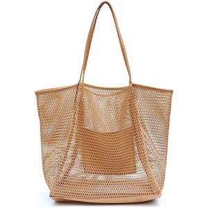 ERSHI-Grand Sac de Plage, Sac Fourre-Tout en Maille, Sac à Bandoulière pour Femme avec Poche Intérieure, Sac à Main pour Femme sac[1 - Neuf