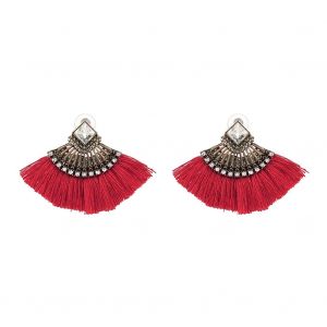 Boucles D'oreilles A Tige A Pompon Amusantes En Alliage Plaque Pour Femmes, Bijoux Tendance, Accessoire Pour Filles, Rouge - Neuf