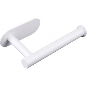 KALANKA-Porte Papier Toilette, Support Papier Toilette Mural Acier Inoxydable Porte Rouleau Papier Toilette sans Perçage pour Salle de Bain et Cuisine, Blanc - Neuf