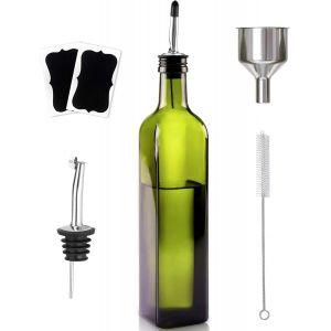 BHHBB-Bouteille Huile 500 ml Distributeur D'huile D'olive, Entonnoir en Acier Inoxydable et Étiquettes, Récipient pour Bouteille D'huile D'olive pour Cuisine et Barbecu (Vert) - Neuf