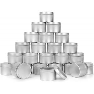 Lot De 24 Pot A Bougie Vide Metal Avec Couvercle - Petite Boite En Metal De 240 Ml Réutilisables - Petite Boite Metallique Pour Faire Ses Bougies, Travaux Manuels, Voyage Et Fêtes - Neuf