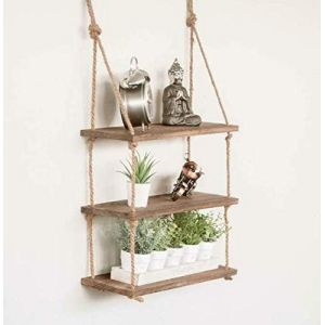 Garden Mile &Eacute;tag&egrave;res Rustiques Rectangulaires &Agrave; 3 Niveaux En Corde De Bois &iquest; Rangement Vintage Style Shabby Chic &Eacute;tag&egrave;re Murale Flottante &iquest; &Eacute;tag&egrave;res D&eacute;coratives Pour Couloir, Cuisine, Chambre &Agrave; - Neuf