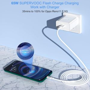 65w Chargeur Rapide Avec Câble Usb C 1m Supervooc Charge Pour Oppo Reno11 F/10/8/Find X5 X3/2 Neo/Pro,Chargeur Rapide Vooc Charge Avec Câble Usb Type-C Pour Oneplus 10 Pro Nord Ce 2 Lite,Realme Gt - Neuf