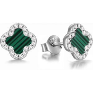 Tianyi-Trèfle Boucles D'oreilles Argent 925,Trèfle À Quatre Feuilles Coeur Et Papillon En Pierres Semi-Précieuses,Aspect Naturel Avec Zirconia Cadeau Élégant Pour Femme - Neuf