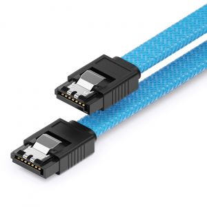 30 Cm Sata 3 Nylon C&acirc;bles De Donn&eacute;es 6 Gbit/S Sata Iii C&acirc;bles De Branchement Serial Ata C&acirc;bles De Connexion Pour Carte M&egrave;re & Disque Dur Hdd Ssd 2 Connecteurs En L S-Ata Droits Bleu[Z976] - Neuf