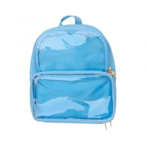 Sac à dos (bleu) pour filles, sac d'école, sac de plage d'été mignon, fenêtres transparentes pour décorations DIY - Neuf