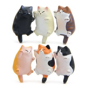 Lot de 6 aimants de réfrigérateur en forme de chat pour l'école, la salle de classe, le bureau, décoration de cuisine amusante, ornement parfait pour tableau blanc, cartes, notes, calendrier - Neuf