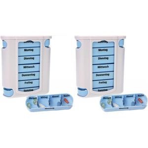 Lot De 2 Piluliers Pratiques 14 Jours Avec 4 Compartiments Par Jour,Piluliers,Bo&icirc;te &Agrave; Pilules,Hebdomadaire (Lot De 2-2 Semaines) - Neuf