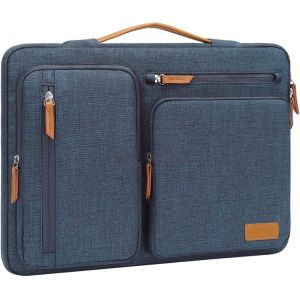 Housse 360° Pour Ordinateur Portable 13 Pouces, Compatible Avec Macbook Air M4 M3 M2 M1 2025-2018/Pro M2 M1 2025-2016, Sac Ouvert Latérale Avec 4 Poches Zippées&Poignée,Brume Bleu - Neuf