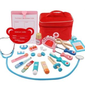 Jouet D'imitation - Zgeer - Malette Docteur Enfant Set - Bois - Rose - Simulation M&eacute;dicale - Jouet &Eacute;ducatif - Neuf