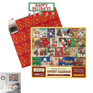 Puzzle calendrier de l'Avent de 1000 pi&egrave;ces pour le compte &agrave; rebours de No&euml;l 2023 - Neuf