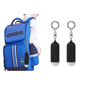 Lot de 2 porte-cl&eacute;s d'alarme de s&eacute;curit&eacute; personnelle rechargeables avec lumi&egrave;re LED - Noir - Neuf