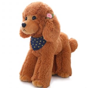 Doudou En Peluche Pour Chien - Avec &Eacute;charpe - Kawaii - Caniche - Cadeau Pour Enfants Et Filles - Marron - 30 Cm - Neuf