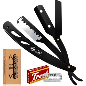 Rasoir &Agrave; Barbe Professionnel Rasoir Droit Acier Inoxydable Rasoir De Barbier 20 Demi-Lames Extra-Tranchantes Accessoire Pour Homme, Cadeau Pour La Toilette - Neuf