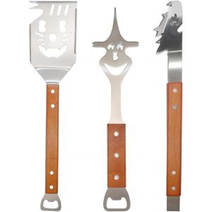 Ulteronixshop-Lot de 3 ustensiles de barbecue extra longs - Accessoires de barbecue pour homme - Accessoires de barbecue avec pince &agrave; barbecue, spatule, fourchette &agrave; viande - Poign&eacute;es en bois extra longues - Cadeau - Neuf