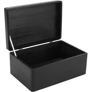 SUBZONAL-Boite Rangement en Bois Noir | 30 x 20 x 14 cm (+/- 1 cm) | avec Couvercle | Boite en Bois | Boite a Souvenir | Bo&icirc;te Caisse Malle Coffre | BRUT ET NON PONC&Eacute; | - Neuf