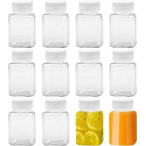 CHECARZHN--NO1-Lot De 12 Bouteilles Vides En Plastique Transparent Avec Couvercles Pour Jus D'Eau Et Lait 100 Ml - Neuf