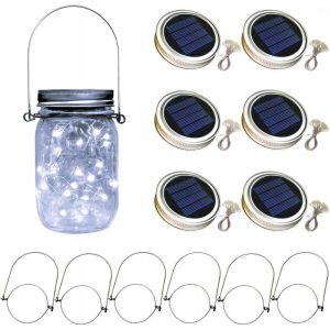 YZOTEK 12 x Couvercles de Solaire Mason Jar Lumières - 30 LED Fée Luciole Guirlandes Lumineuses Suspendu Lanterne, Imperméable Patio Porche Jardin Cour Balcon Pelouse Éclairage Décor/Pas de Pot Inclus - Neuf