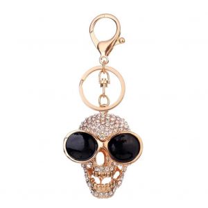 Bijoux &Agrave; La Mode Porte-Cl&eacute;s T&ecirc;te De Mort Forme Pendentif Strass D&eacute;coration Porte-Cl&eacute;s (Or) - Neuf