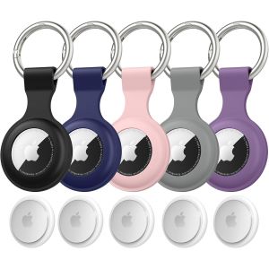 MEVRONISSHOP-5 Pi&egrave;ce &Eacute;tuis pour Apple AirTag 2021, Airtag Porte Cl&eacute; - Anti-Chute et Anti-Rayures pour Animaux Portefeuilles et Bagages, Compatible avec Le Nouvel Air tag Locator Tracker &Eacute;tui (Pack B) - Neuf