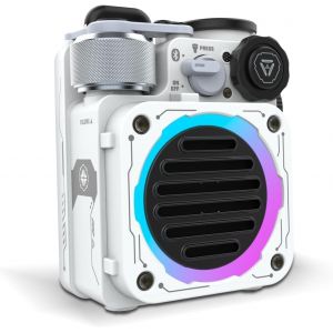 Lbgwp60-Cyber Cube Enceinte Bluetooth Portable, Petite Haut Parleur Bluetooth Avec Lumière Led Rgb Spinner, Mini Speaker Etanche Ipx5 Avec Lampe Torche Pour Salle De Bain Exterieur Gaming Blanc - Neuf