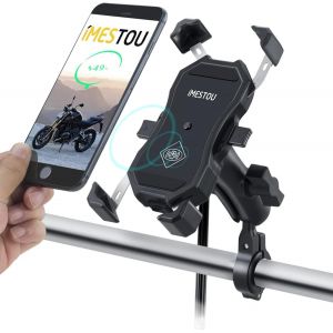 Checarzhn--No1-Chargeur De Téléphone Sans Fil Pour Moto, Charge Rapide Qi Et Usb 3.0 Support À Boule De 1"" Sur Le Guidon Avec Interrupteur Étanche Rotation À 360 Pour Les Téléphones Portables De 3,5"" À 6,8 - Neuf