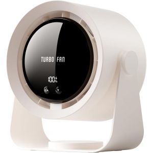 Ventilateur de bureau USB rechargeable avec affichage num&eacute;rique, 5 vitesses ultra-silencieux, inclinable &agrave; 90&deg;, suspendable pour chambre, cuisine, camping, bureau, salon - Neuf