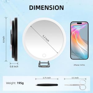 20x Magnifying Mirror With Light, 6"" Large Magnifying Makeup Mirror, 3 Colors Dimmable With Table Stand, Portable Led Magnifying Mirror With 3 - Neuf