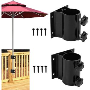 Ulteronixshop-Lot De 2 Supports De Parasol De Terrasse, Support De Fixation Pour Base De Parasol D'ext&eacute;rieur, Pour Balustrade De Terrasse, Balcon Ou Cour Ext&eacute;rieure - Neuf