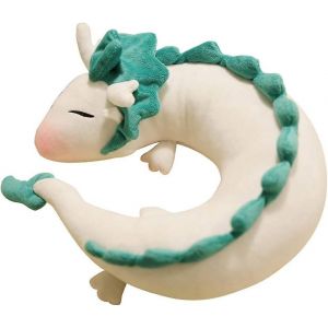 Anime mignon dragon blanc oreiller de voyage en forme de U - poupée en peluche dragon blanc oreiller de cou,so - Neuf