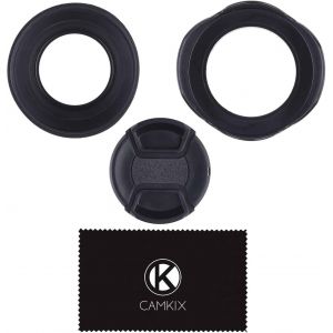 2 Pare-Soleil pour lentilles: Tulipe + Caoutchouc - 1 Bouchon d'objectif - R&eacute;duit Les Reflets des lentilles - Prot&egrave;ge Contre la lumi&egrave;re de Soleil Excessive pour des Photos et des vid&eacute;os am&eacute;lior&eacute;es - Neuf