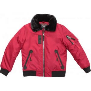 Blouson Bombers Enfant Bordeaux - Col Fourrure Amovible - Taille 8 &Agrave; 16 Ans - Neuf