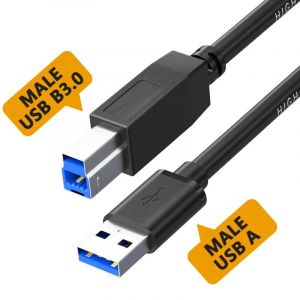C&acirc;ble Usb Type A Vers Usb3.0 Type B Pour Imprimante 3.0,Port Carr&eacute; Haute Vitesse,Connexion D'Ordinateur De Donn&eacute;es 0.5M 1M 1.5M 2M 3M 5M.Black.0,5 M - Neuf
