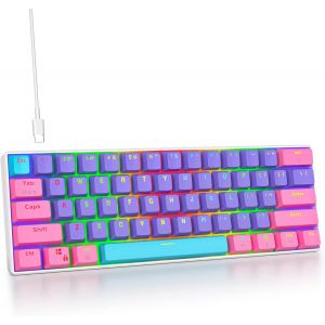 GOTHICANA BY EMPClavier De Jeu Mécanique 60%,Clavier Filaire Compact Rétroéclairé Led Rvb 61 Touches Avec Câble Usb Type-C Détachable,Clavier De Bureau Avec Interrupteur Rouge Linéaire Pour Win/Mac(6 - Neuf