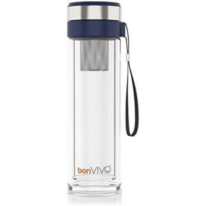 Letnerny-Vitalitea Tasse De Voyage En Verre Isolée Avec Infuseur De Thé En Acier Inoxydable, 16 Oz. - Neuf