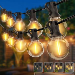 Aiou-Guirlande Lumineuse Extérieur Dimmer&minuterie 30m/98ft,41+3 G40 Led Guirlande Guinguette,Guirlande Ampoules Avec Étanche Pour Jardin Terrasse Mariage Fête Balcon Noël(Blanc Chaud) - Neuf